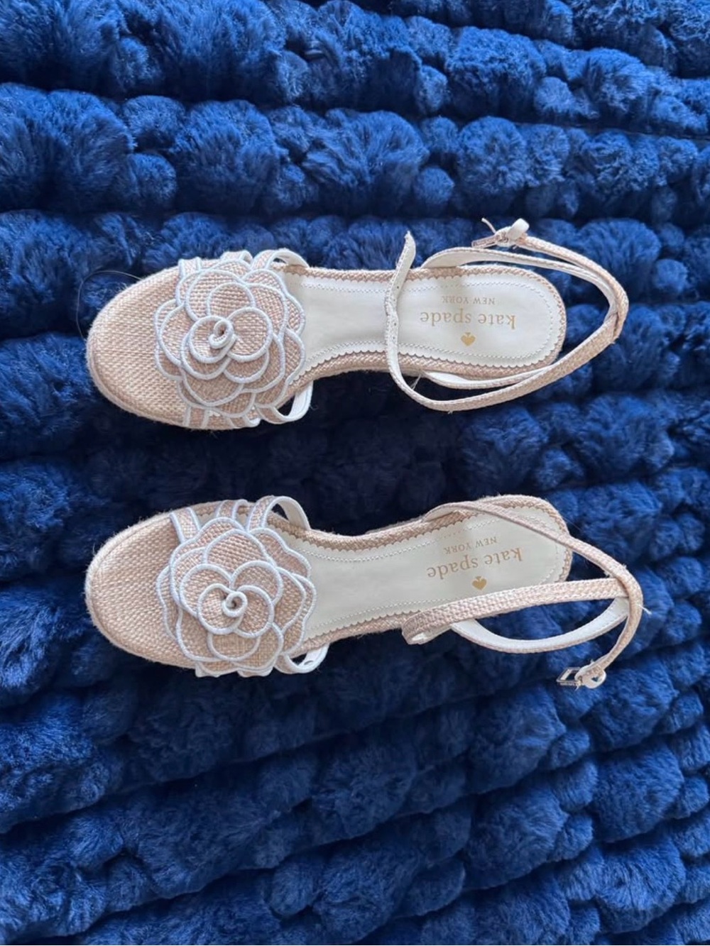 kate spade Floral Appliqué Slingback Sandals